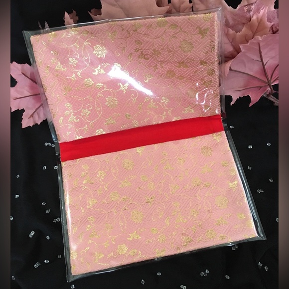 Fabric Book Sleeve/ Cover With Pink And Gold Flower Print - Picture 5 of 8